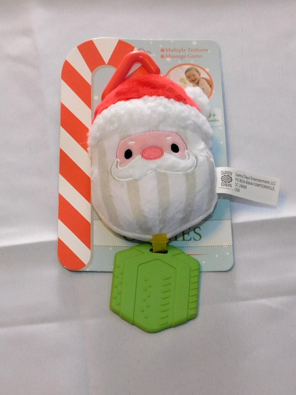 Baby First Christmas Santa Stroller Car Seat Toy Teether Rattle NEW